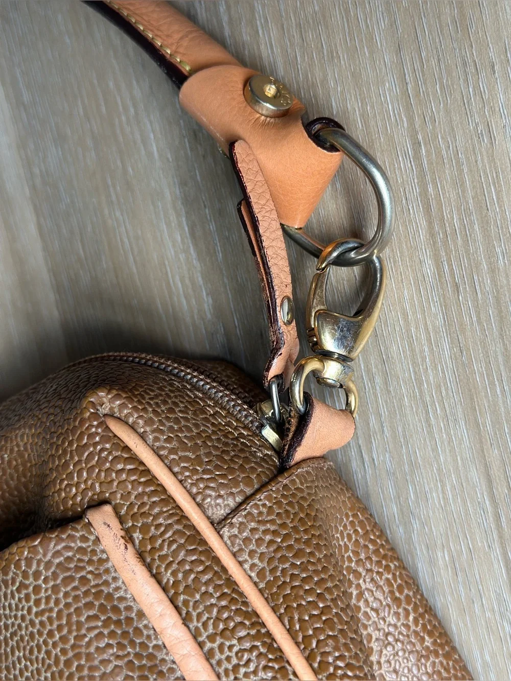 Vintage Brics Italy Brown Textured Shoulder Bag Leather Trim Purse Y2K 90s